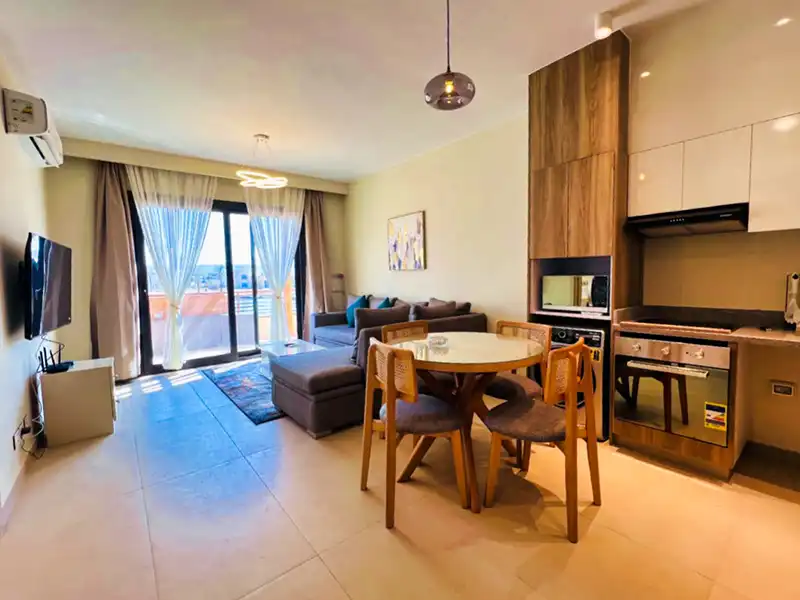 Panoramic terrace view lagoon swimming pool access